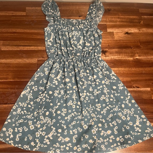 Charming Floral Blue Kids Dress - Picture 5 of 5